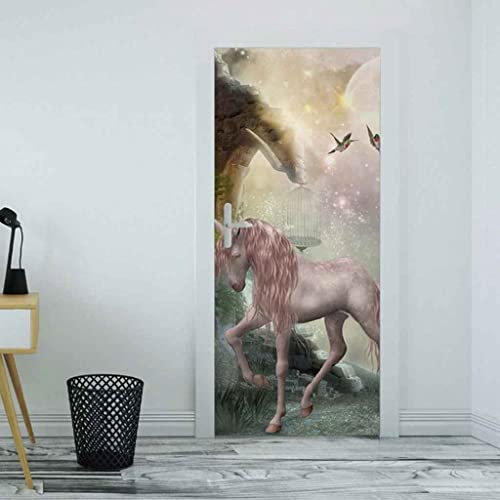 Türfolie Türtapete Türposter Selbstklebend 3D Fototapete Klebefolie Tür Mit Motiv Türaufkleber Kinderzimmer Sterntier Pferd 80 X 200 Cm