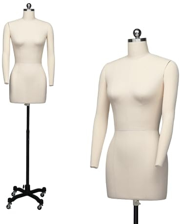 Bonnlo Weibliche Schneiderpuppe, Größe 6, professionelle Kleiderform für Display und Schneiderdesign, höhenverstellbarer Torso mit stabilem Metallsockel (ohne Arme, 6)