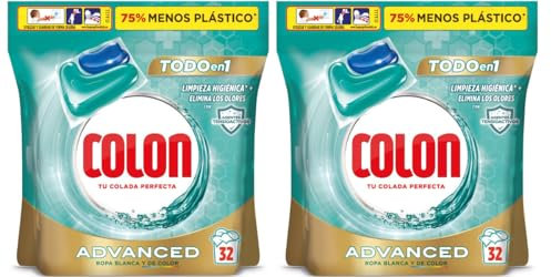 Colon Total Power Gel Caps - Detergente para Lavadora Colon Higiene Advanced formato cápsulas - 64 unidades (2x 32 unidades)