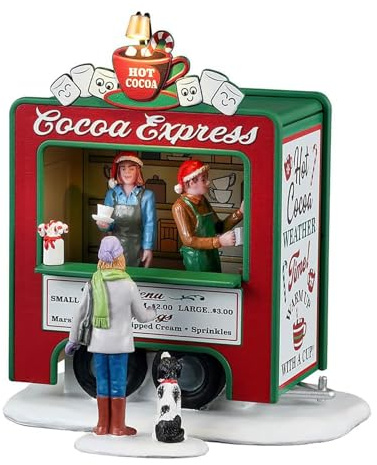 Lemax Zweiteiliges Set „Cocoa Express“ beleuchteter Kiosk aus Kunstharz H12,8 x 11,7 x 7,7 cm