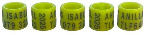 Genérico 25pcs de Anillas Personalizadas para Palomos de 8,5mm de Plastico (8,5, Amarillo)