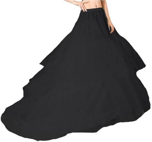 Genérico Enaguas de la Boda Cancan Tul Largo Cola Aros Enaguas Enteras Crinolina Cancán Miriñaque para Mujer Faldas Vestidos Underskirt Enagua de la Boda Accesorios Falda Petticoat(Negro,34)