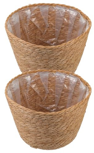 POPETPOP 2St Pflanzkorb geflochtener handgemachter Korb abfallkorb Ornament Töpfe für Pflanzen Vase Pflanzkörbe Korb für Blumen Haushalt Pflanzenkorb Blumenbehälter Blumenkorb Weide Gras