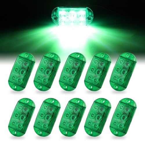 Sidaqi 10 pièces 6 LED lumières stroboscopiques verte pour camion voiture véhicule Ultra mince étanche Super lumineux d'urgence Flash LED 12-80V