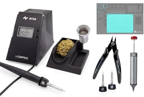 ERSA i-CON PICO MK2 Lötstation 80 Watt 150-450°C digitale Lötstation mit federleichtem und ergonomischem i-TOOL PICO MK2 Lötkolben mit TIP`N TURN Wechsel + 1,6 mm Lötspitze mit 5-tlg. STARTER-SET