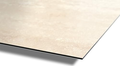 AUPROTEC Aluverbundplatte 3mm Travertino Creme 2550 x 1000 mm Rückwandpaneel Aluminium Verbund Platte I wasserbeständige Wandverkleidung I Wanddeko für Wohn- und Feuchträume Auswahl: 255x100 cm