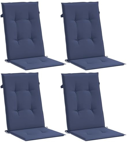 vidaXL Hochlehner-Auflagen 4 STK. Marineblau Stoff