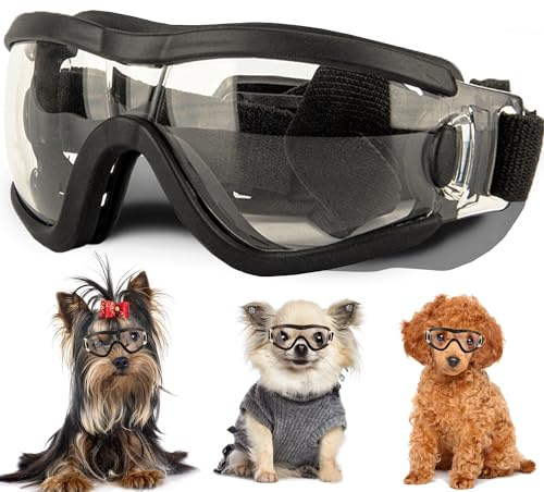 Small Dog Sunglasses with Adjustable Strap UV Protection, Winproof Puppy Sunglasses, Suitable for Dogs Eyes Protection，Soft Dog Goggles