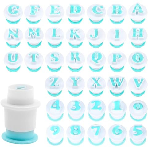 WeddHuis 36 Piezas Cortadores de Letras Mayúsculas para Fondant, Moldes de Letras y Números, Reutilizables, Set de Cortadores para Azúcar Galletas Tartas Accesorios de Repostería