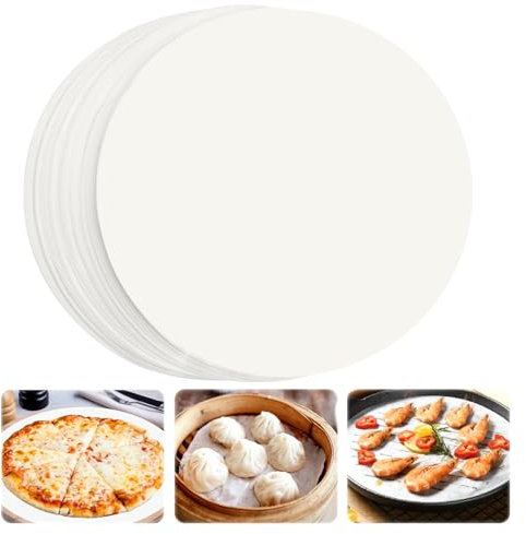 150 Hojas de Papel Redondo para Horno ø 26 cm, Antiadherente para Hamburguesa, Resistente al Calor y Aceite - para Bandejas, Sartenes, Pasteles, Pizzas, Hornear (Blanco)