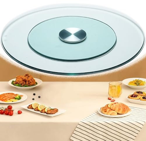YCBTPS Gehärtetem Glas Drehteller 70 80 90 100cm 360° Transparent Esstisch Drehplatte, Großer Rund Plattenspieler Für Esstischplatte, 12MM Dicker(27inch(70cm))