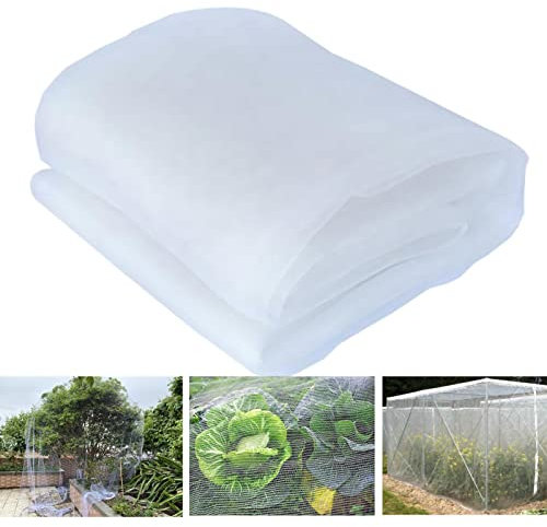 Filet anti-insectes en maille fine pour protéger les légumes, les plantes, les fruits, les fleurs, des moustiques, des oiseaux, des mouches et des papillons, 9 x 11 m, blanc