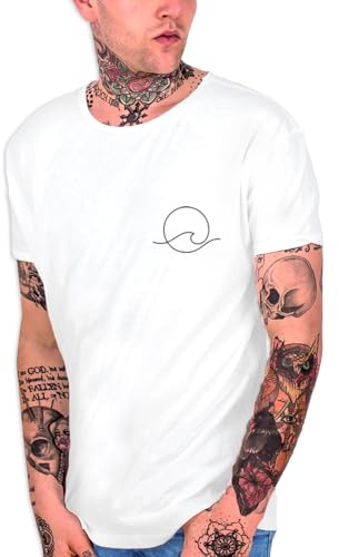 VIENTO Glassy Herren T-Shirt mit U-Ausschnitt (DE/NL/SE/PL, Alphanumerisch, S, Regular, Regular, Weiß)