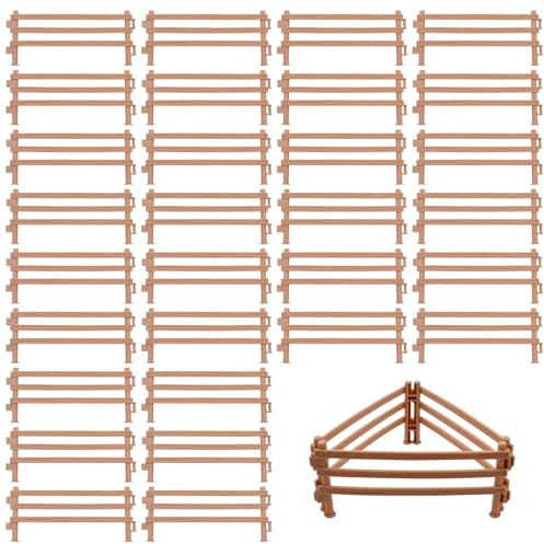 OMJMYY Lot de 40 clôtures pour chevaux, 16 x 7 x 1 cm, accessoires pour clôture, cheval, clôture, corral, jouet pour enfants et jeunes enfants, décoration micro paysage, cadeau éducatif