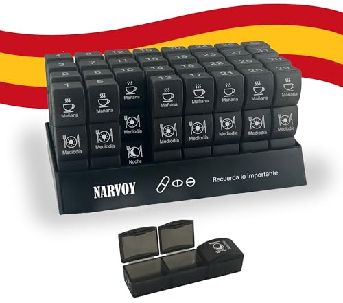 Pastillero Mensual 3 Tomas Español, Pastillero para 31 días 3 veces al día, Organizador Medicamentos 3 compartimentos, Pastillero Semanal 3 tomas mañana-mediodía-noche, Pastillero Viaje para Vitaminas