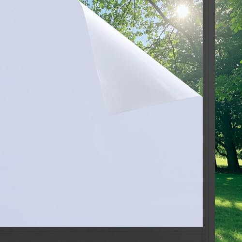 FEILAYS Bianco Pellicola oscurante per finestre, opaca Pellicola per Vetri per Privacy, resistente ai raggi UV e protezione solare per camera, Bagno, Camera da Letto,Blocca la Luce,45 x 300 cm
