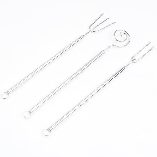 Baipesiy 3-Piece Stainless Steel Chocolate Dessert Fork Set, Creative Chocolate Candy Dipping Tool, Includes 1 Two-Prong, 1 Spiral, and 1 Three-Prong Fork, Baking Decoration for Home Use