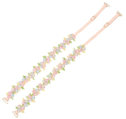 CABODYALS Tirantes de Sujetador de Encaje Floral Bordado En Rosa Invisibles Y Extraíbles Decorativos con Diseño Floral Ajustables de Poliéster para Mujer para Blusas Y Vestidos Accesorio Deslizante