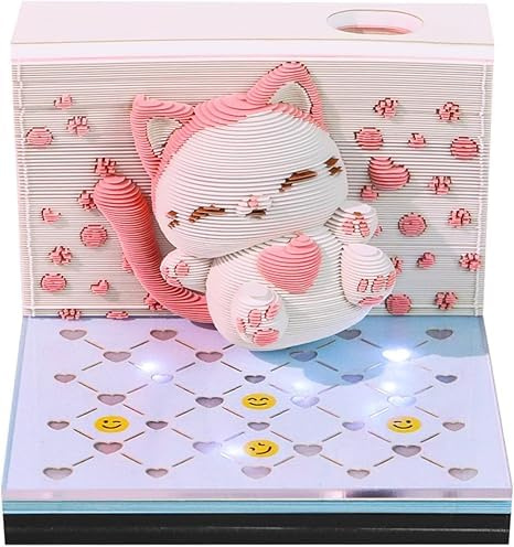 3D-Kalender 2026, Abreißkalender 2026, Zeitmesskalender, 3D-Notizblock, Papier, Skulptur, Schloss, 3D-Schreibtischkalender 2026, dekoratives Geschenk (springende Katze)