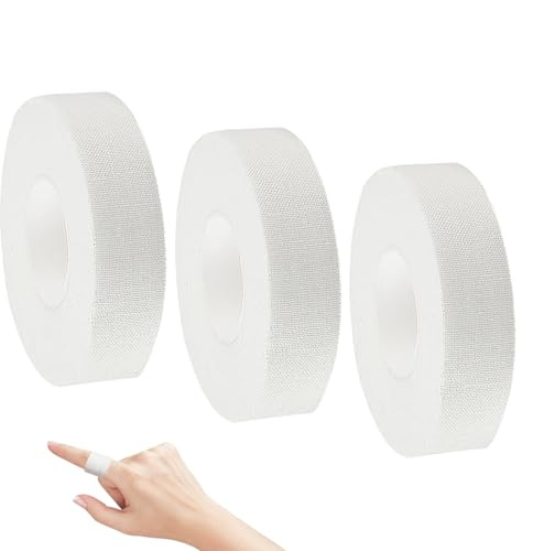TASSFROO 3 Rouleaux Strap Sport, Tape pour Doigt avec Adhésif Extra Fort Tape pour l'escalade Ruban Adhésif Sport Bande Strap Doigt Déchirable pour Escalade Volleyball Musculation(Blanc)