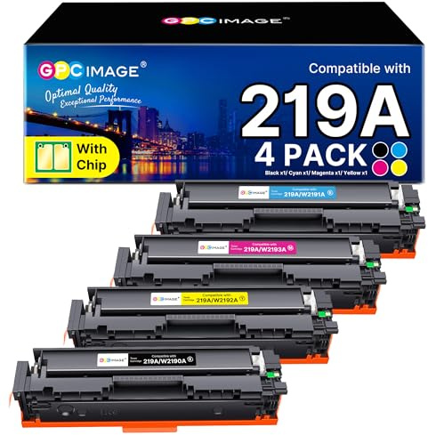GPC Image 219A Con Chip Toner Compatibili per HP 219A 219X per Color LaserJet Pro MFP 3302FDW 3302SDW 3302FDN 3302FDNG 3302FDWG 3302SDWG 3202DN 3202DW W2190A (Nero Ciano Giallo Magenta, 4-Pack)