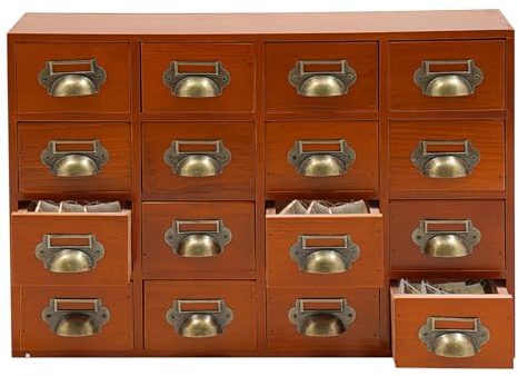 BAOCHADA Kommode, Aufbewahrungsschrank, Holz-Schubladenschrank mit 16 Schubladen, Apothekerschrank Vintage Kommode für Home Office Desk Organisation und Lagerung (Braun)