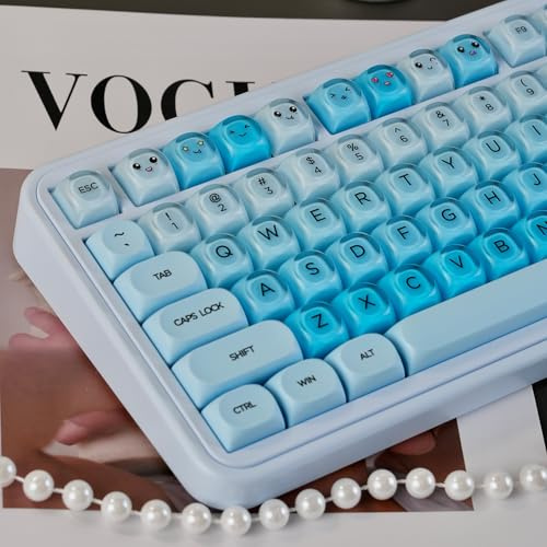 Sumgsn 132 Keys PBT Blue Jelly Keycaps Moa Profile Keycaps Set Fit for 61/64/87/104/108 Cherry Mx Switches Mechanical Keyboard