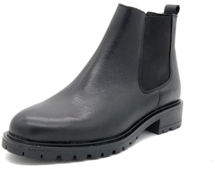 Casual Stivaletti da donna in pelle Chelsea Stivali autunno, Nero , 37 EU