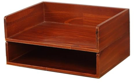 Sharplace Corbeilles à courrier de bureau empilables, organiseur de table pratique en bois pour documents A4, livres, reçus et documents