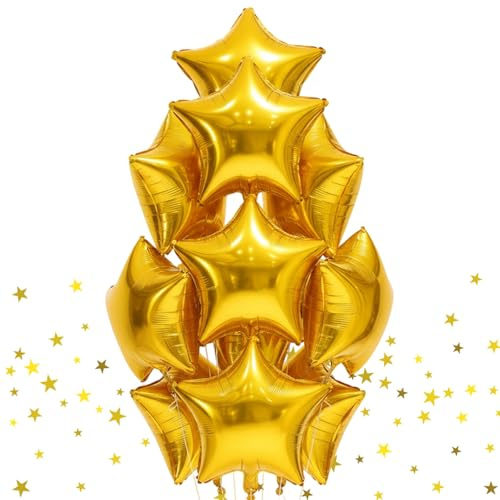 20Pcs Gold Foil Star Balloon, 18 Inch Gold Star Foil Balloons for Helium, Helium Mylar Ballons, Perfect for Graduation,Brithday,Engagement,Wedding Party Decorations