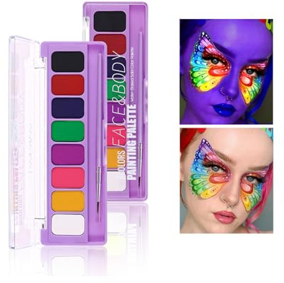 HISUNBEN Peinture corporelle pour le visage et le corps lavable Peinture pour le visage des enfants Maquillage Théâtre Carnaval Halloween Fête 8 couleurs -3