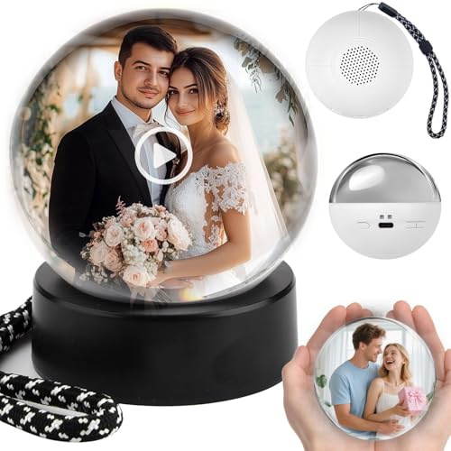 Vibbang Fotokugel Memory Sphere, Personalisierte Erinnerungskugel Video Kugel, 2.7 Inch Erinnerungskugel Crystal Video Sphere Player,Papa Geschenk, Hochzeitsgeschenk für Frauen Männer Familie Freunde
