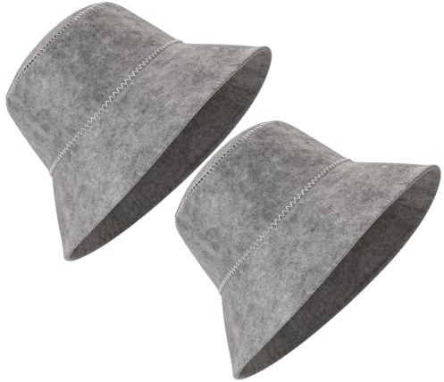 XNFUOE 2Pcs Sauna Hat Wool Felt Sauna Cap Russian Style Shower Cap Grey Fisherman's Cap Vaporarium Hat Bath Accessories for Steam Room