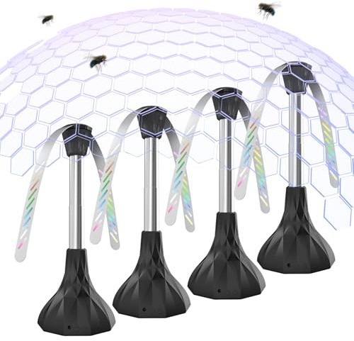 4 PCS Ventilador Repelente de Moscas y Mosquitos, Espanta Moscas para Mesa Físico, Ventiladores Antimoscas Mesa Silencioso y Recargable con Gancho, Plegables y Colgantes para Fiestas, Restaurantes
