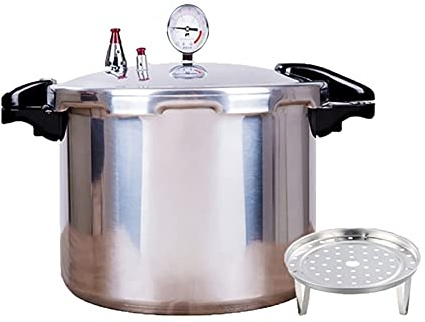 Pressure Cooker - High Capacity with Cooking Rack and Safety Valve for Canning on Natural Gas and Open Flame