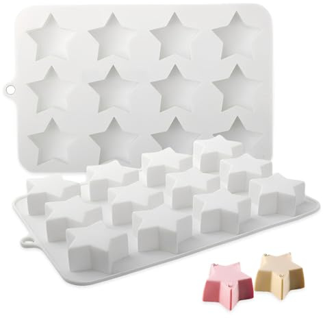 Molde Silicona Estrella 12 Huecos,Molde Bombones Chocolate,SZMK Moldes de Silicona para Dulces,Moldes Estrella Fondant,sMolde Decoracion Reposteria,Chocolate Mold Antiadherente para Pasteles, Postres