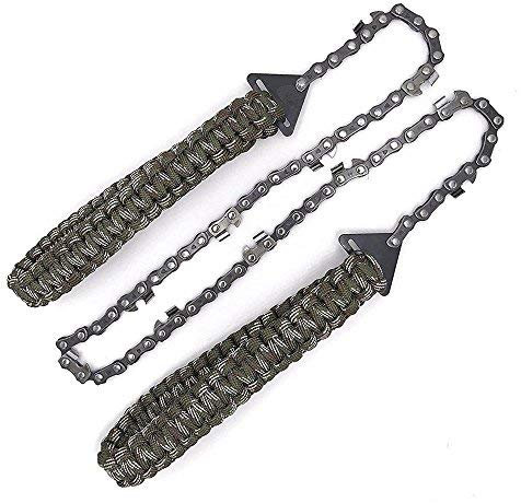 ALIXIN-CP008 Pocket Chainsaw with Paracord Handle,Emergency Outdoor Survival Gear Folding Chain Hand Saw Fast Wood & Tree Cutting Best for Camping Hunting,Tree Cutting,Emergency Kit(24in-11teeth)