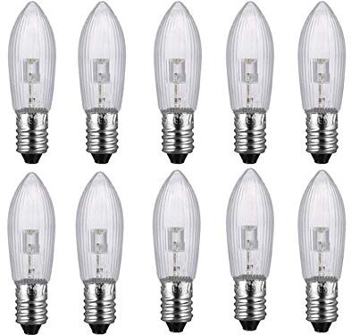 10x Candle Arch Bridge Bulb Christmas Lamp Spare E10 LED Screw Light 10V - 55V AC