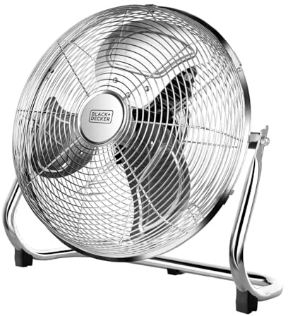 BLACK+DECKER BXEFF60E - Ventilateur de sol 60W, 35cm de diamètre, hélices en aluminium, 3 vitesses, grille orientable, stabilité totale