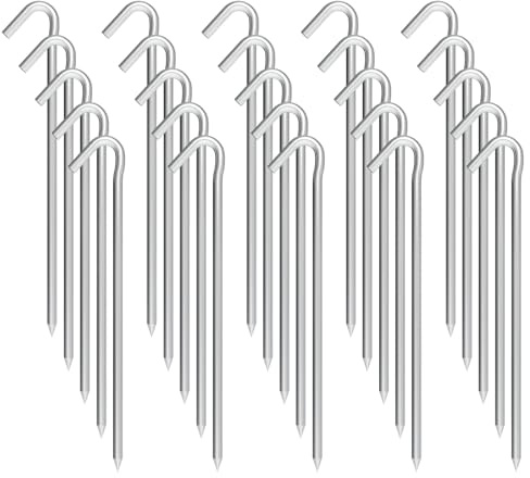 OK5STAR Metal Tent Stakes Heavy Duty 9 Inch, 25 Pack Anti-Rust Galvanized Steel Camping Tarp Stakes, Ground Stakes Tent Pegs Yard Stakes Canopy Spikes for Inflatables, Outdoor Decorations