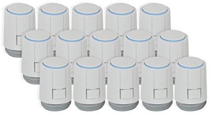 Möhlenhoff Stellantrieb Alpha-5 universal SET 15 Stück für Fussbodenheizung 230 V Typ VA 80 passend auf Heimeier Kermi Roth Herb Thermoval u.a. Farbe lichtgrau RAL 7035 Ausführung NC Stromlos-zu