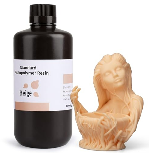 ELEGOO 3D Drucker Resin, UV 405nm Standard Resin mit Hohe Präzision und Schnelle UV-Härtung für MSLA/DLP/LCD 3D Drucker, Photopolymer-Kunstharz Flüssige 3D-Druckmaterialien, Beige 1000g
