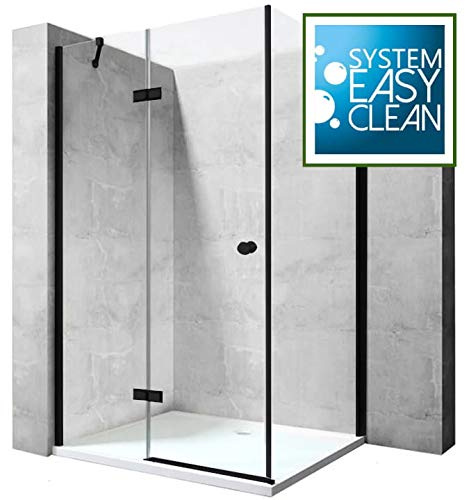 Duschkabin duschavskiljare dusch hörndusch 6 mm härdat glas matt svart 120 x 70 cm