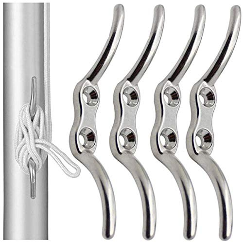 Belegklampe Edelstahl,Biluer 4PCS Klampe Bootsklampe Festmacherklampe 150mm Flaggenklampe für Yacht Dock Deck Base Marine Boat Fastener Zubehör