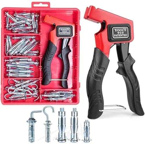T.K.Excellent Hohlraumdübel-Rigipsdübel-Rigips dübel-Dübel set, mit 64 Teil Hohlraumdübel Metal in 6 Größen, umfassen Rigips Dübel & Montagezange