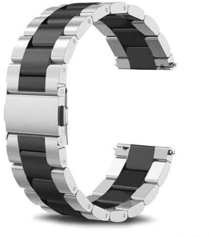 SUNDAREE Armband Kompatibel med Garmin Venu 4 45MM/Venu 3 2/Vívoactive 4/Forerunner 255 Music 265,22mm Män Dam metallarmband metall rostfritt stål ersättning klockarmband Smartwatch Band,Svart+Silver