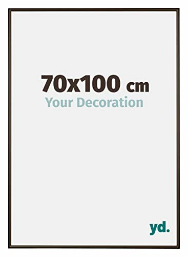 yd. Your Decoration - Bilderrahmen 70x100 cm - Nussbaum Struktur - Bilderrahmen aus Aluminium mit Acrylglas - Antireflex - 70x100 Rahmen - New York