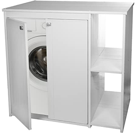 Meuble pour machine à laver, ouverture à 2 portes, 94 x 60 x 94 cm, portes renforcées