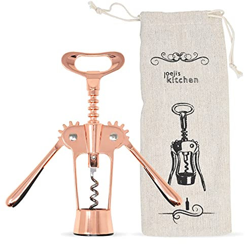 Cavatappi vino dal design alato, cavatappi professionali Deluxe in lega di zinco color oro rosa con astuccio per apri bottiglia, apribottiglie vino multiuso per rimuovere il tappo di vino e birra