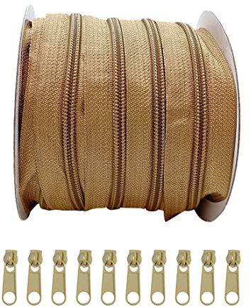 10 Mètres Fermeture Éclair Continue en Nylon, Avec 10 Curseurs Libres en Métal #3, Fermeture Éclair Pour Coudre, Vêtements, Travaux Manuels, Couture, Fermeture Eclair, (10m, 3465)